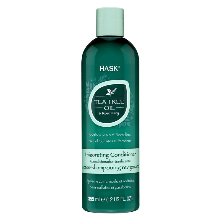 Hask Tea Tree Rosemary Oil Conditioner bottle for soothing and revitalizing scalp and hair.