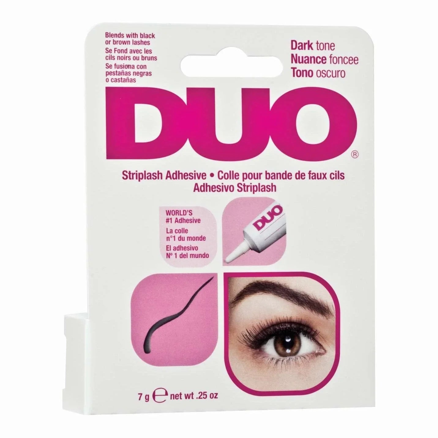 Ardell lash adhesive duo packaging featuring dark tone striplash adhesive for secure and long-lasting falsies.