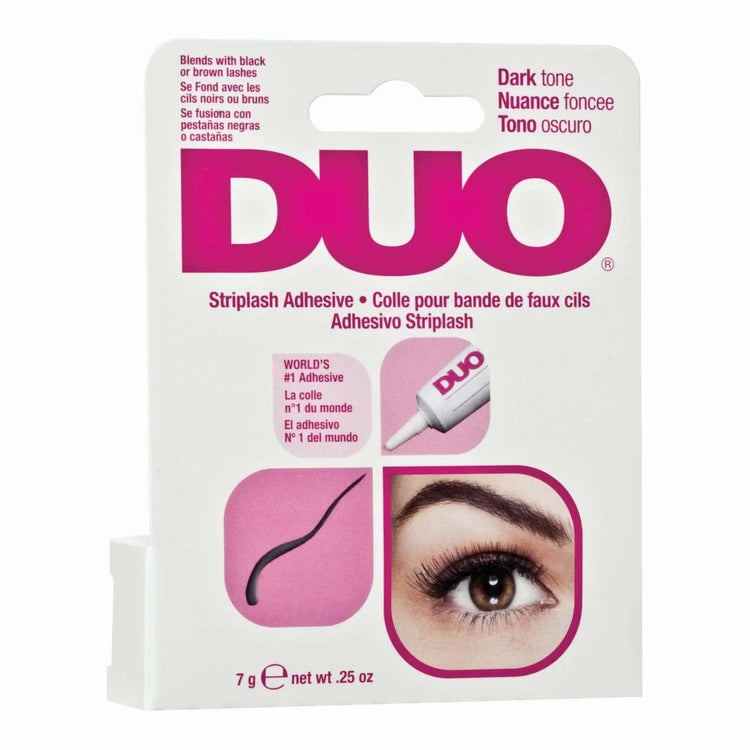 Ardell lash adhesive duo packaging featuring dark tone striplash adhesive for secure and long-lasting falsies.