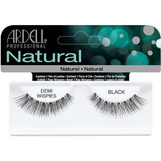 Ardell Demi Wispies lashes in Black, featuring a natural look and soft fluttery finish.