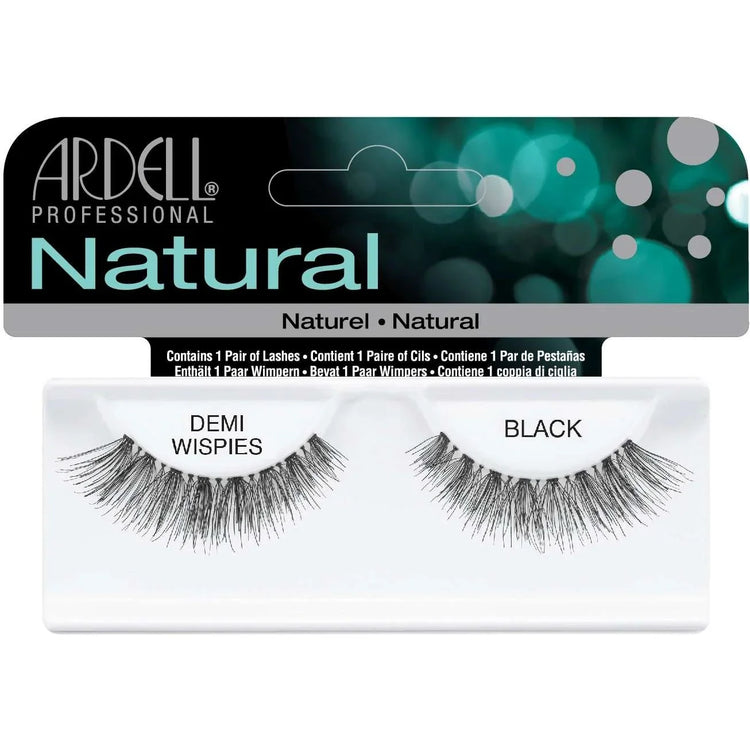Ardell Demi Wispies lashes in Black, featuring a natural look and soft fluttery finish.