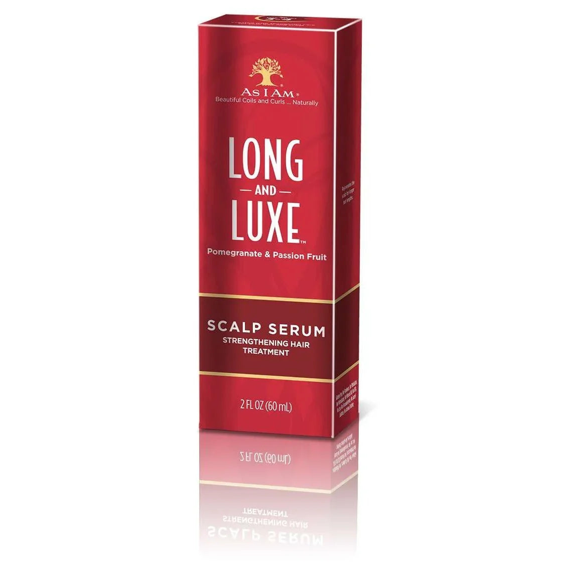 As I Am Long Luxe Scalp Serum for thicker hair with pomegranate and passion fruit blend.