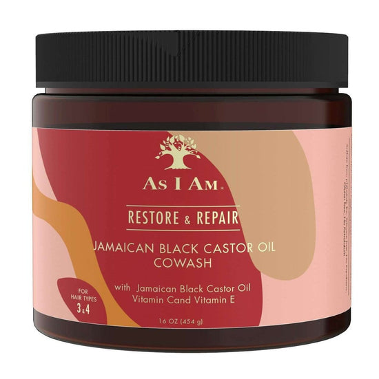 Jamaican black castor oil co-wash jar, 16 oz, Restore & Repair label