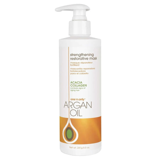 One N Only Argan Oil restorative hair mask bottle with pump