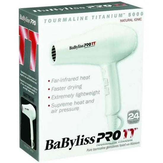 BabylissPRO TT tourmaline hair dryer in mint/white with nozzle and air vent