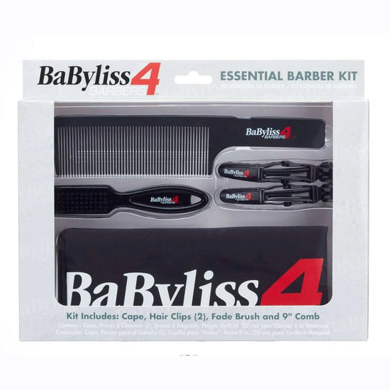 Babyliss4Barbers Essential Barber Kit - Cape 2 Hair Clips Fade Brush And 9In Comb by BABYLISS
