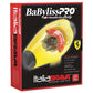 Hair dryer retail box front view with yellow Ferrari-style engine illustration