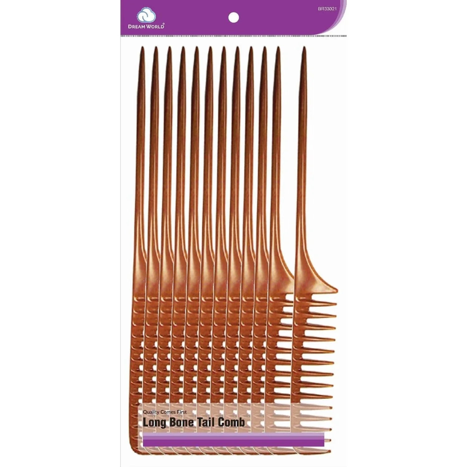 Brittny bulk Long Bone Tail Comb set, ideal for styling, detangling, and sectioning hair in salons.