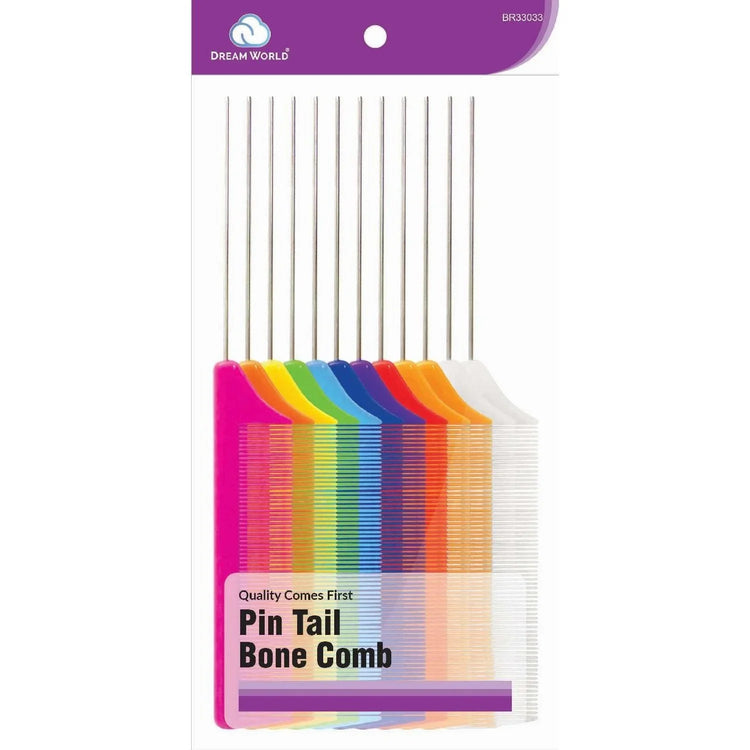 Brittny Bulk Pintail Comb Assorted, functional pintail comb for hair styling in assorted colors.