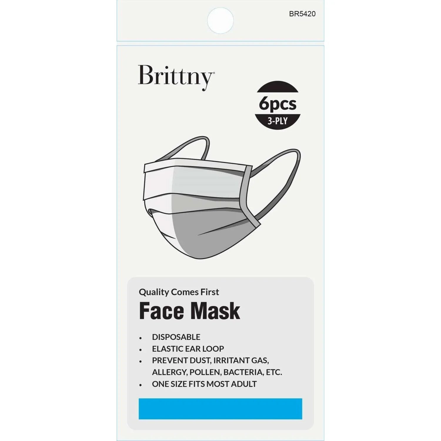 Brittny Face Mask Disposable 6Pcpack by BRITTNY