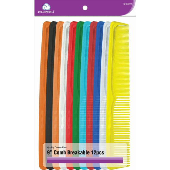 Brittny Bulk 9 Breakable Comb Assorted Clear Colors - breakable professional comb set for barbers and salons.