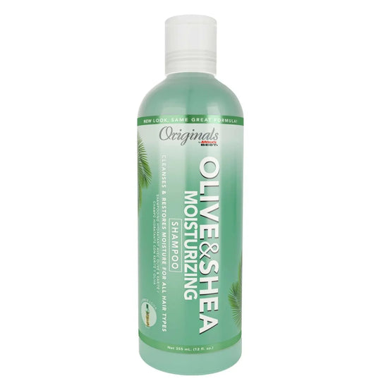 Africas Best Originals Olive Shea Moisturizing Shampoo, an olive oil moisturizing shampoo for all hair types.