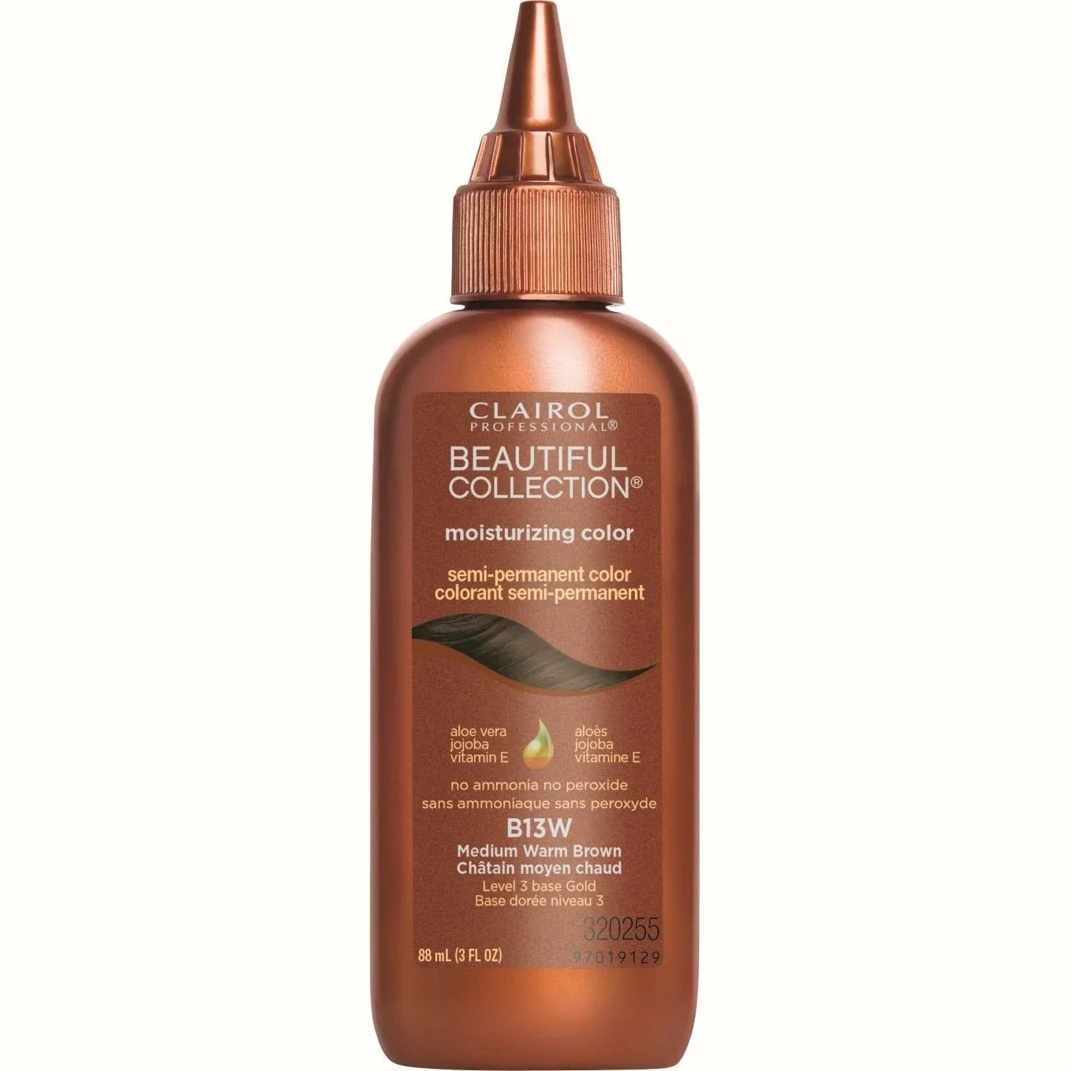 Clairol Beautiful Collection semi-permanent hair color in Medium Warm Brown for vibrant, nourishing results.