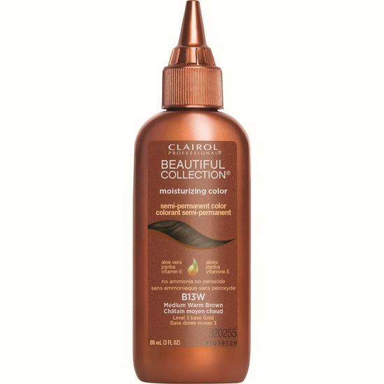 Clairol Beautiful Collection semi-permanent hair color in Medium Warm Brown for vibrant, nourishing results.