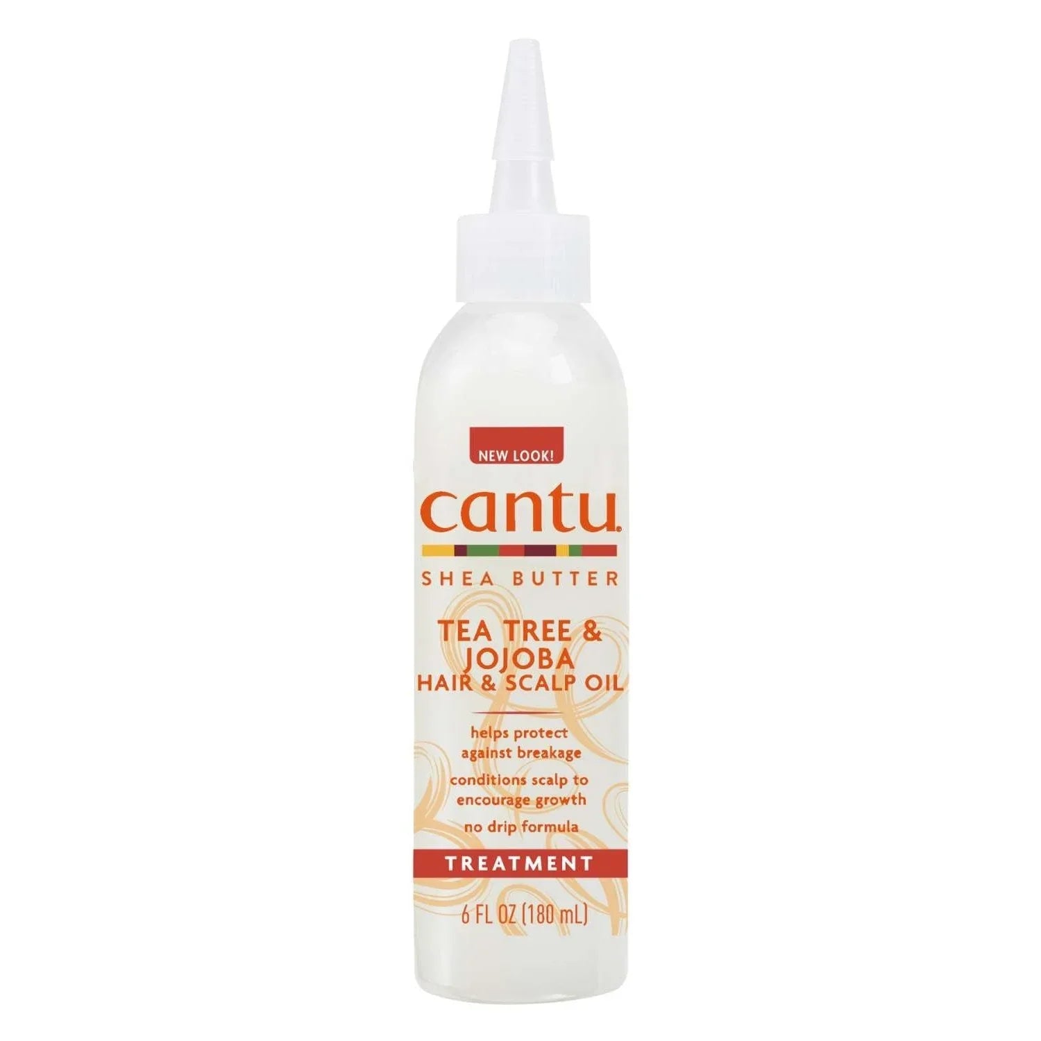 Cantu Shea Butter Tea Tree Jojoba Hair Scalp Oil bottle designed for stronger, healthier hair and conditioned scalp.