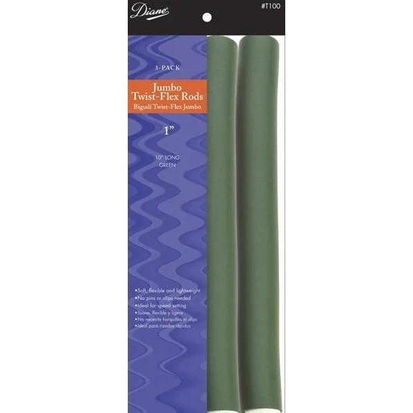 Diane Jumbo Twist-Flex Rods pack, flexible hair twist rods ideal for style without damage, soft and lightweight design.