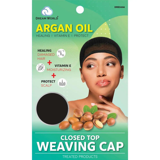 Dream World closed-top weaving cap, black net fabric for hair protection and coverage