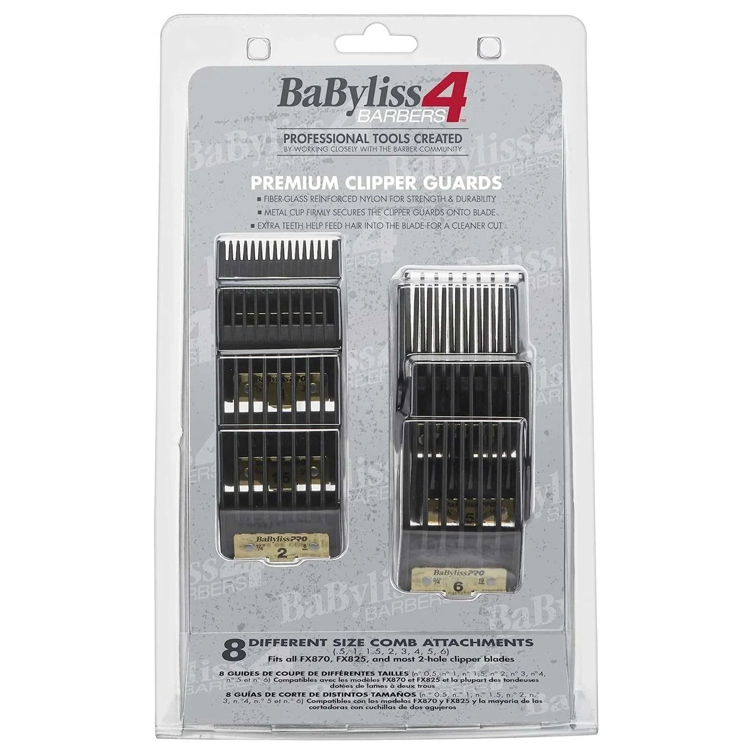 BabylissPro Premium Clipper Guards 8 Comb Attachments by BABYLISS