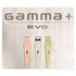 Gamma Evo hair trimmer set showcasing professional modular design with turbocharged magnetic motor.