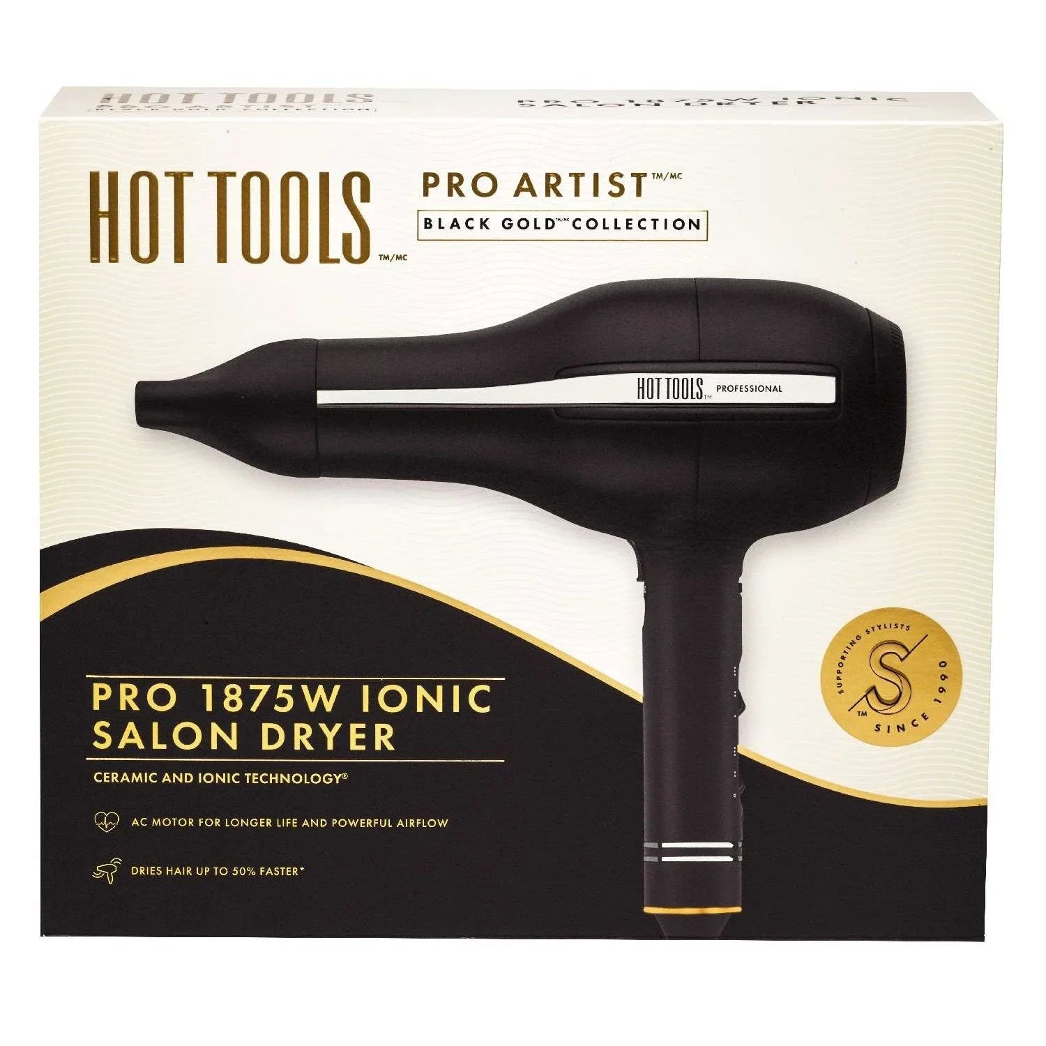 Hot Tools Pro Artist Gold Black Pro 2000W Ac Motor Dryer Dual Voltage by HOT TOOLS