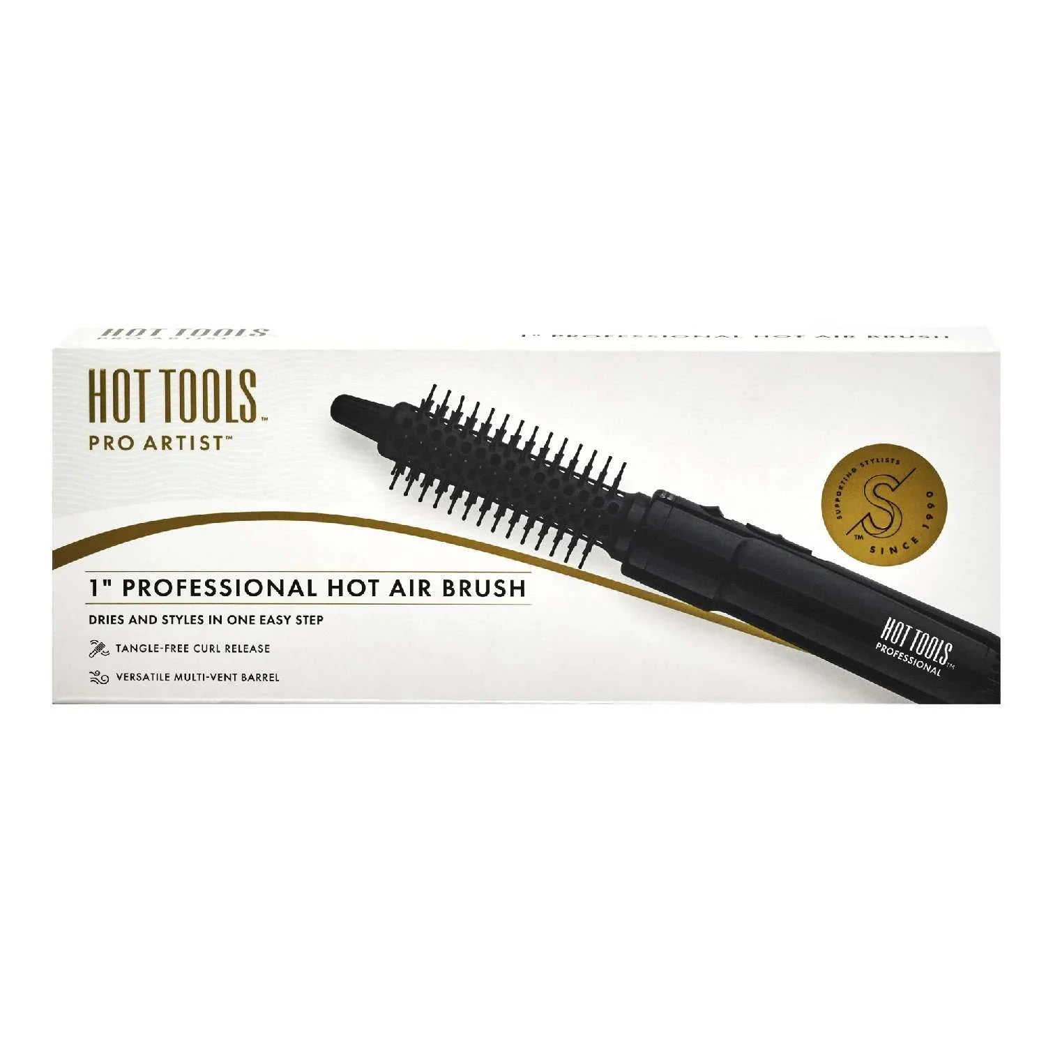 Hot Tools Pro Artist Gold Black Hot Air Brush 1Inch by HOT TOOLS