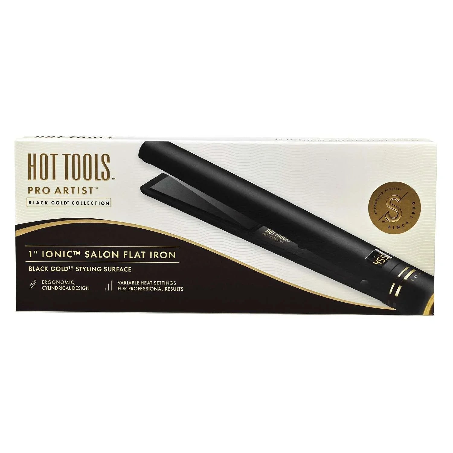 Hot Tools Pro Artist Gold Black Ionic Flat Iron Dual Voltage by HOT TOOLS