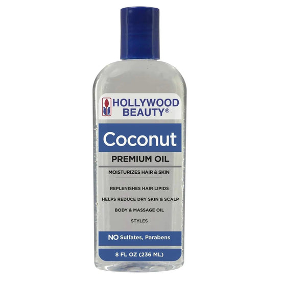 HOLLYWOOD BEAUTY Coconut premium oil bottle, 8 fl oz (236 mL) with blue cap