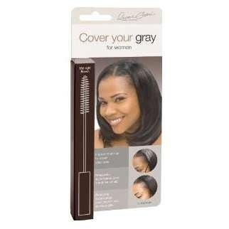 Cover Your Gray Hair Mascara Midnight Brown packaging with a model showcasing its use for disguising gray hair.