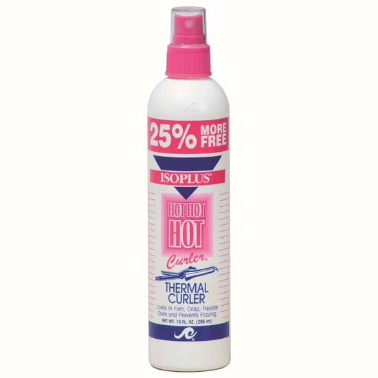 Isoplus Hot Hot Hot Thermal Curler bottle with thermal curling spray for tight, flexible curls and reducing frizz.