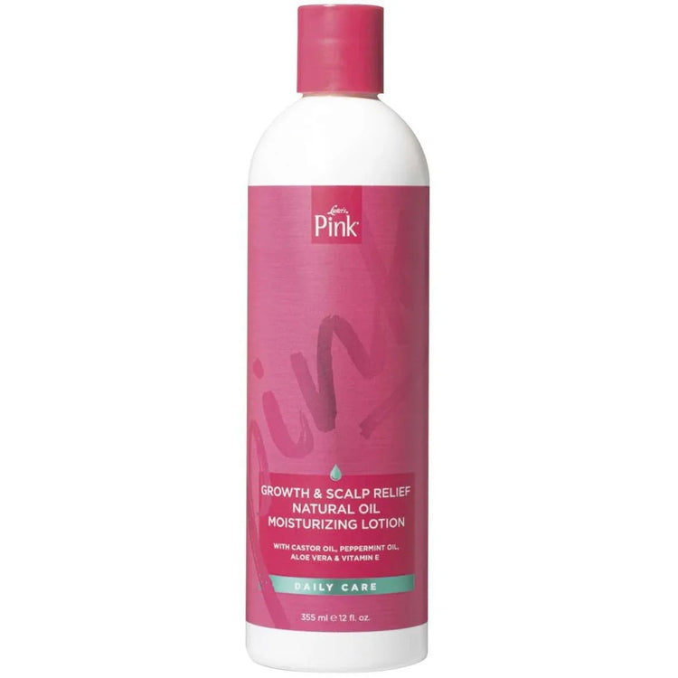 Pink Growth & Scalp Relief Natural Oil Moisturizing Lotion for healthy hair and scalp relief moisturizing lotion.