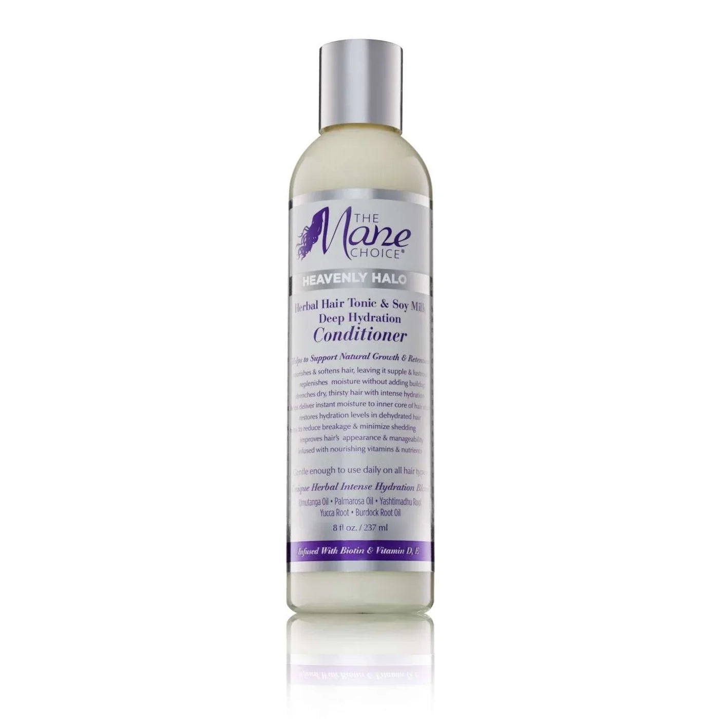 The Mane Choice Heavenly Halo Herbal Hair Tonic Soy Milk Deep Hydration Hair Conditioner for restoring and hydrating hair.