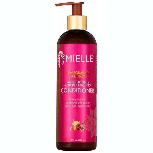 Mielle Pomegranate Honey Moisturizing And Detangling Conditioner for curly hair, 12 fl oz bottle.
