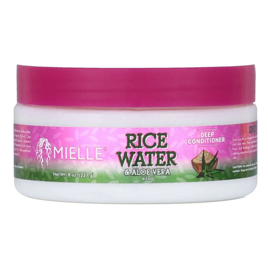 Mielle Rice Water Aloe Vera Blend Deep Conditioner, an effective aloe vera deep conditioner for healthy hair.