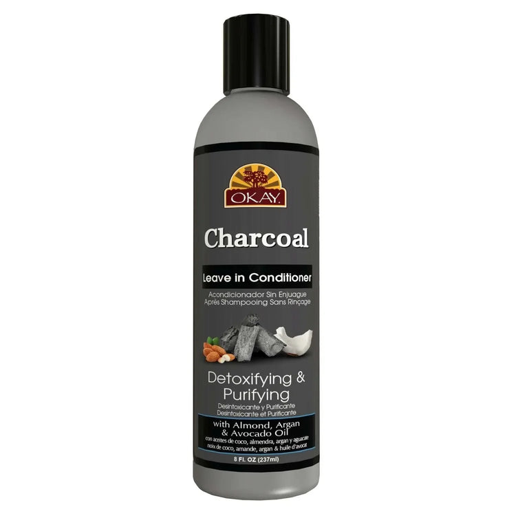 Okay Charcoal Leave-In Conditioner Detoxifying Purifying with Almond, Avocado, and Argan Oil