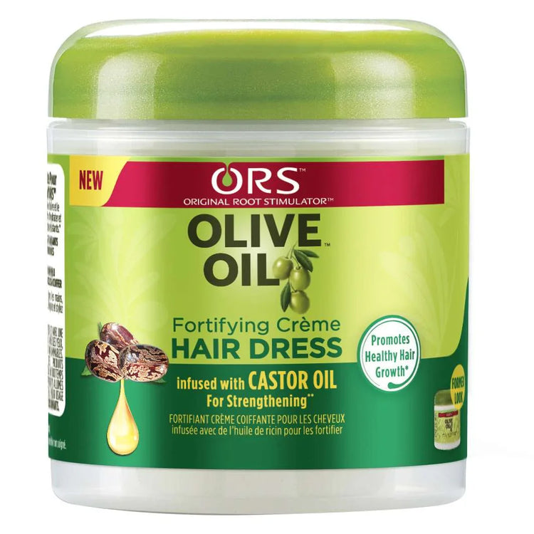 ORS Olive Oil Shampoo in a jar, promoting healthy hair growth with castor oil.