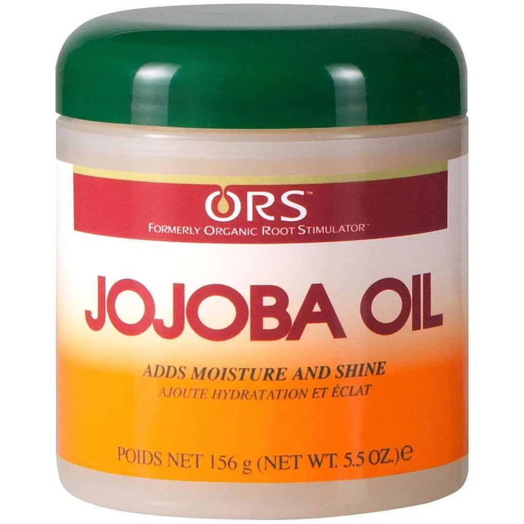 ORS Jojoba Oil Hair Scalp product jar, promotes shiny, healthy hair with jojoba oil for hair scalp.