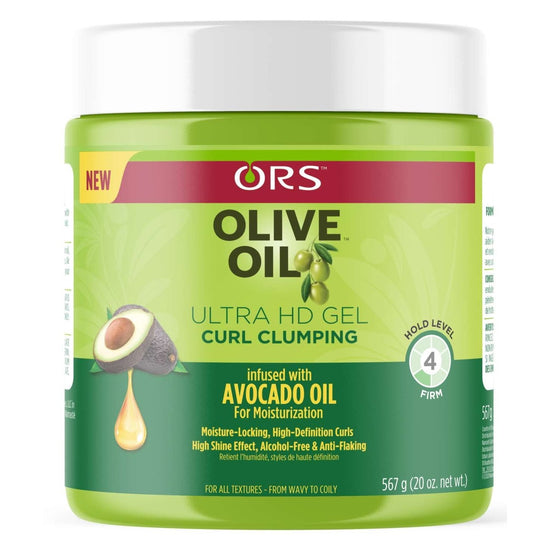 ORS Olive Oil Ultra HD curl clumping gel jar, green label