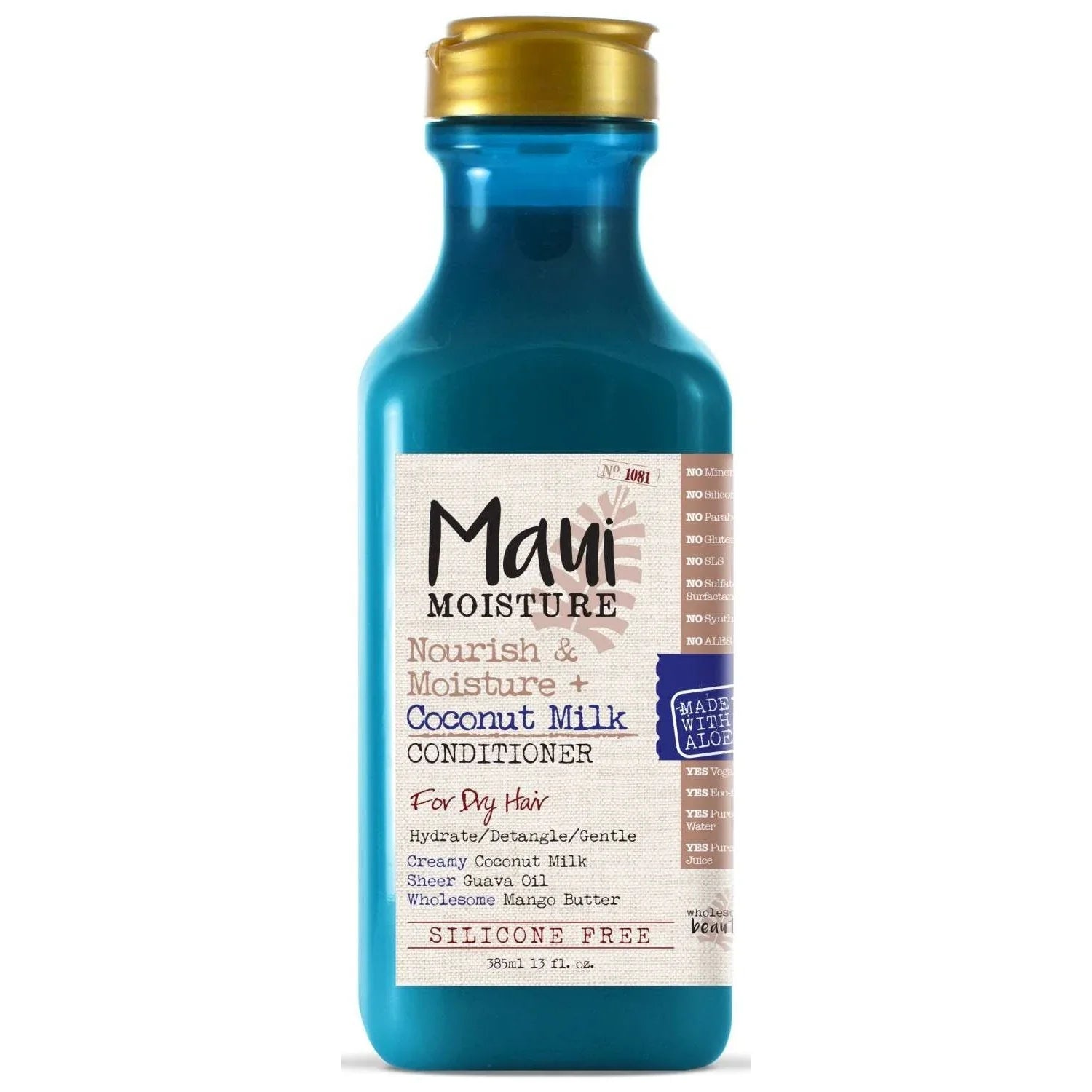 Maui Moisture Nourish Moisture Coconut Milk Conditioner bottle for dry hair, featuring coconut milk hair conditioner formula.