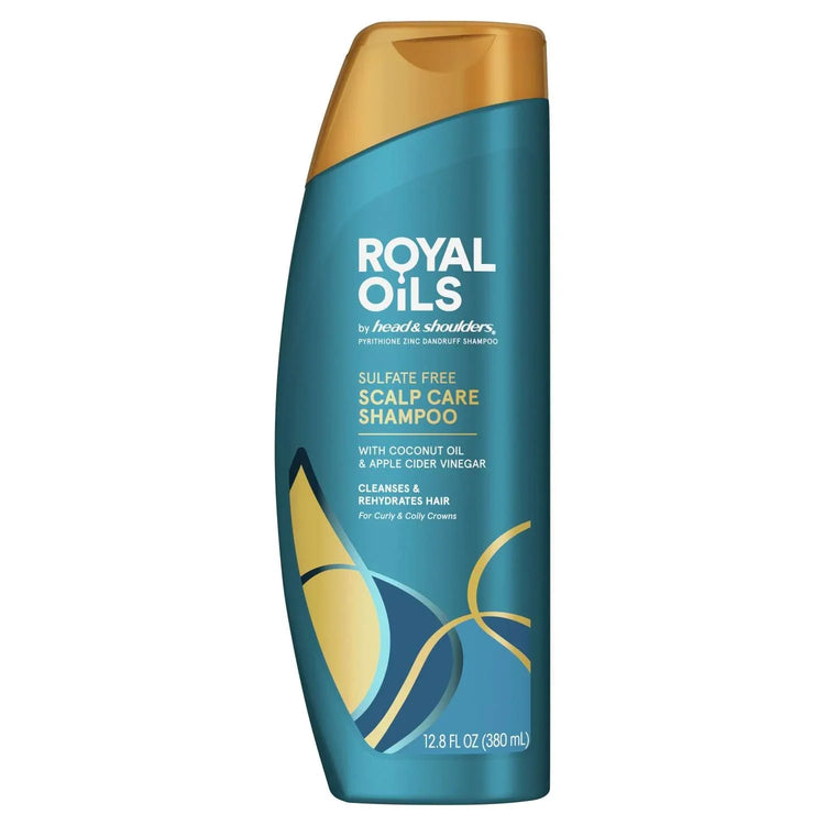 Royal Oils By Head & Shoulders sulfate free scalp care shampoo bottle for curly and coily hair care.