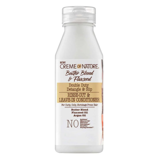 Creme Of Nature Butter Blend Flaxseed Leave-In Conditioner for frizz-free and hydrated hair.