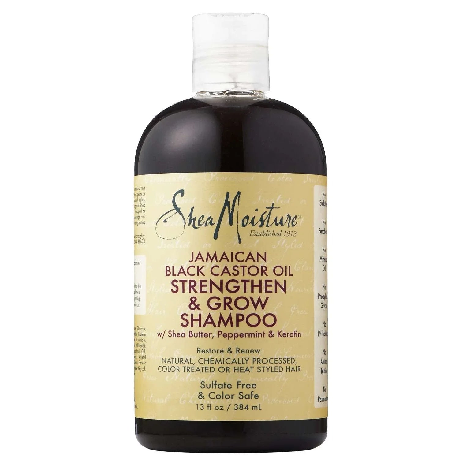 Shea Moisture Jamaican Black Castor Oil Strengthen Restore Shampoo for healthy hair and scalp.