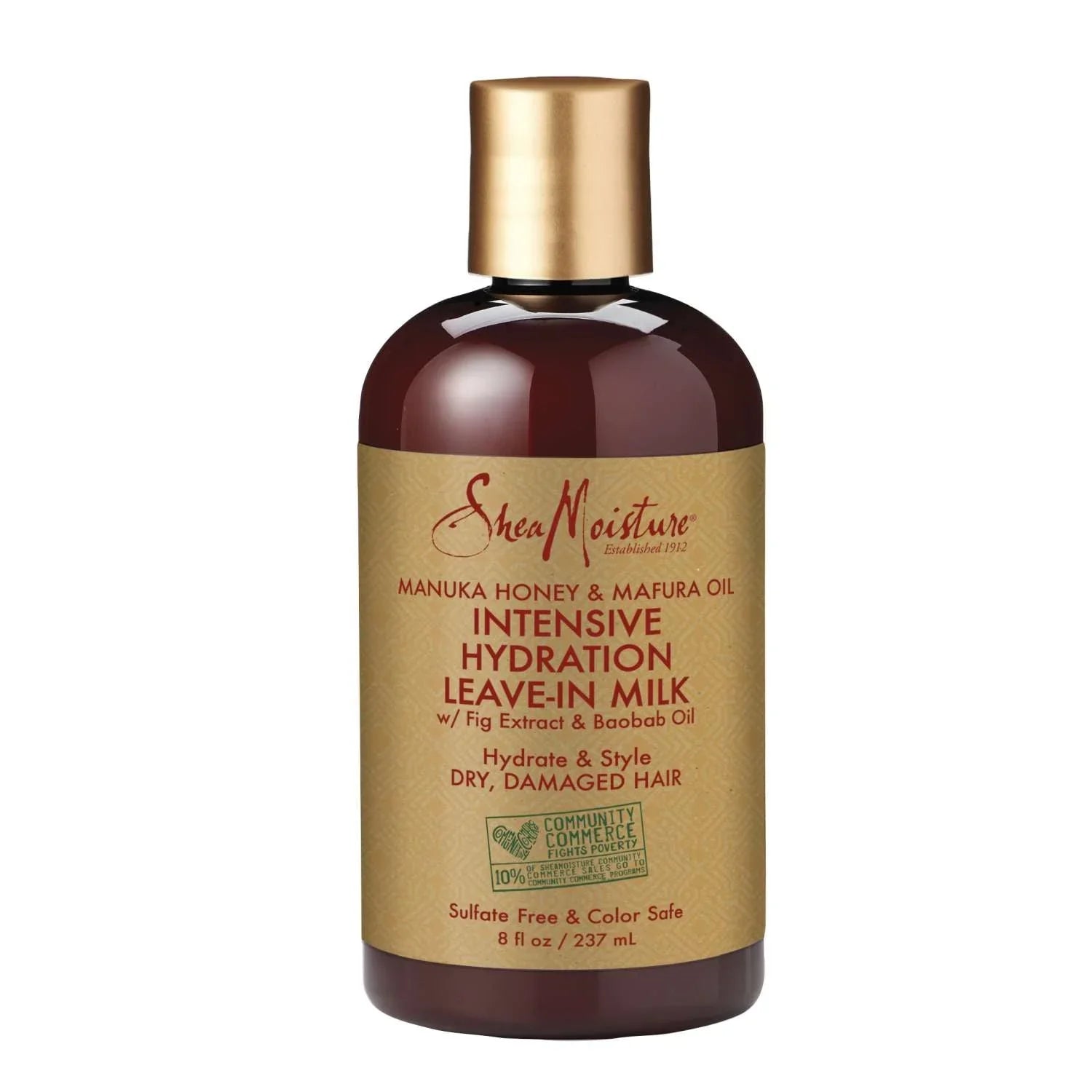 Shea Moisture Manuka Honey Mafura Oil Intensive Hydration Leave-In Milk for intense hydration and detangling.