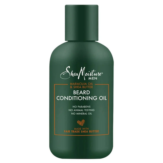 Shea Moisture Men Maracuja Oil Beard Conditioning Oil bottle for smooth and nourished beards.