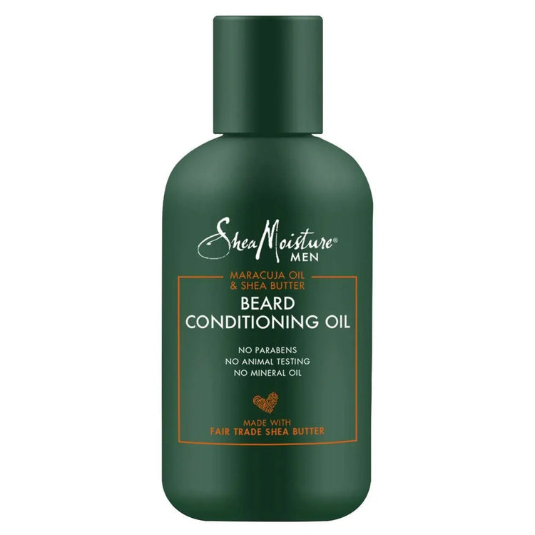 Shea Moisture Men Maracuja Oil Beard Conditioning Oil bottle for smooth and nourished beards.