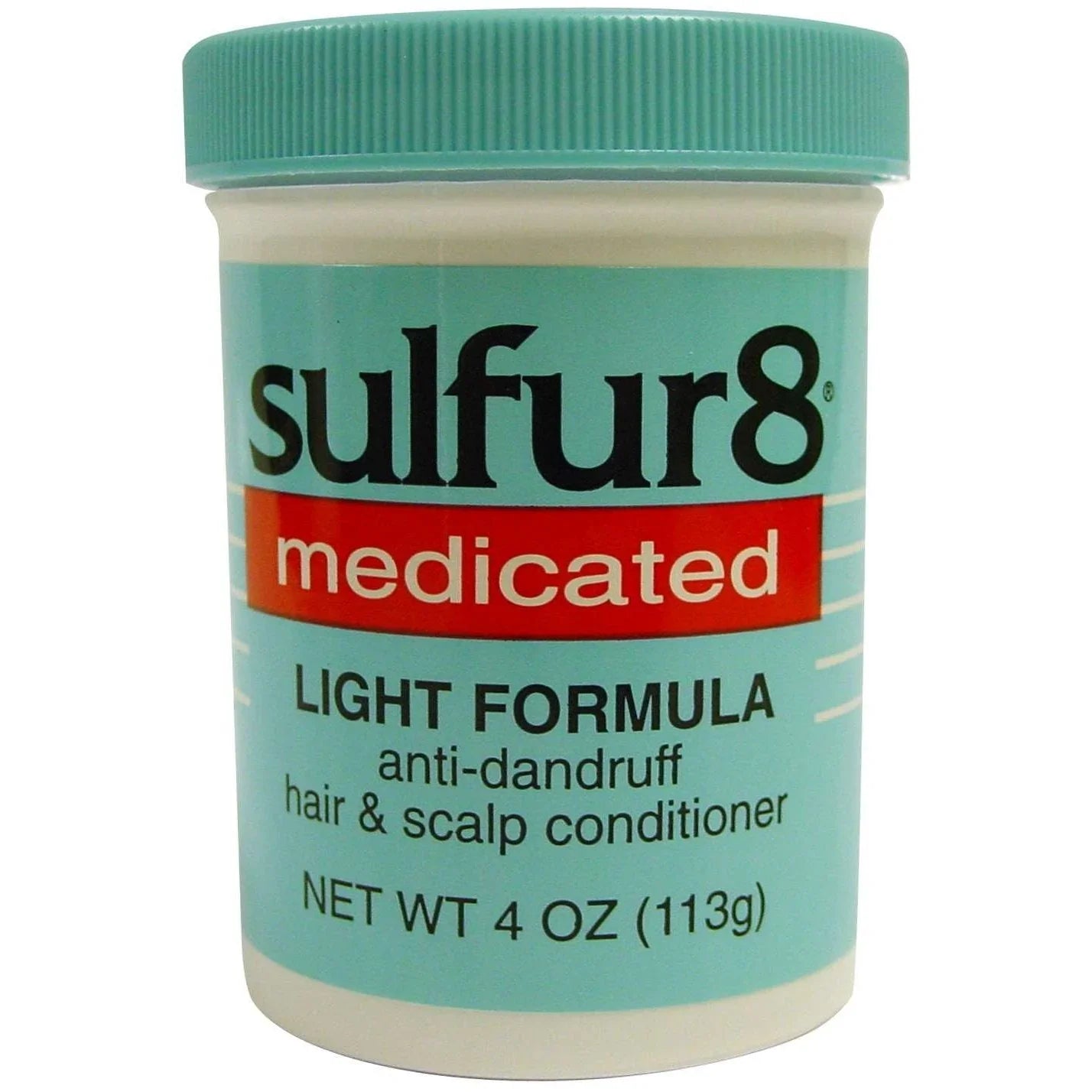 Sulfur-8 Medicated Hair Scalp Conditioner Light, medicated scalp conditioner for dandruff, 4 oz container.