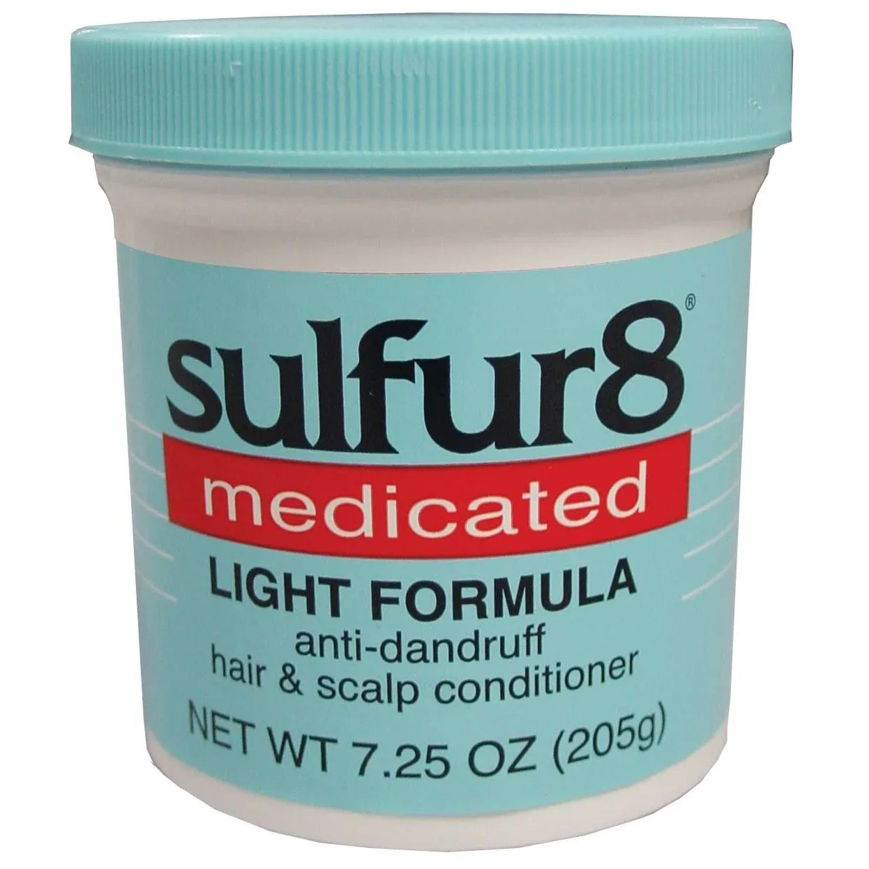 sulfur 8 medicated scalp conditioner light formula in a 7.25 oz jar for anti-dandruff hair care