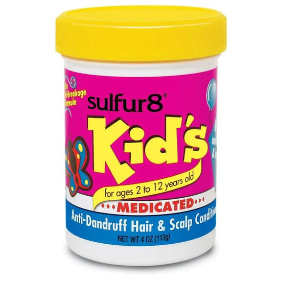 Sulfur-8 Kids Dandruff Hair & Scalp treatment for children, effective kids dandruff treatment in a 4 oz container.