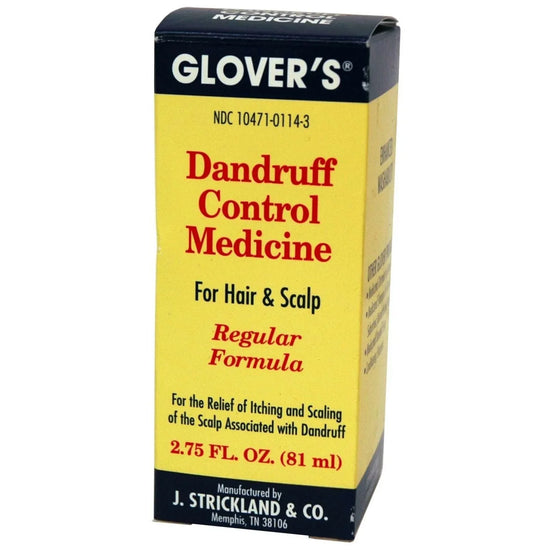 Glovers Dandruff Control Medicine Regular Formula box for hair and scalp, effective dandruff control medicine treatment.