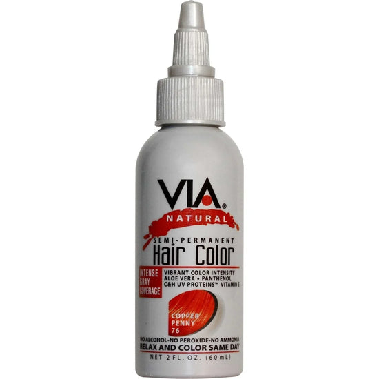 Via Natural Hair Color 076 Copper Penny, a semi-permanent copper penny hair color, ammonia-free hair dye.