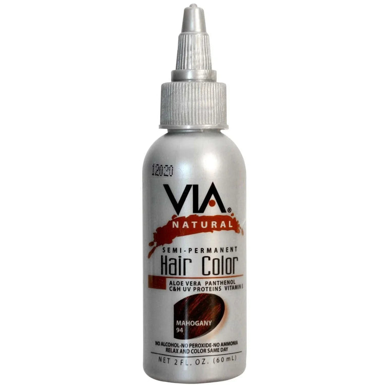 Via Natural Hair Color 094 Mahogany, a natural hair color mahogany option in a convenient bottle for vibrant shade.
